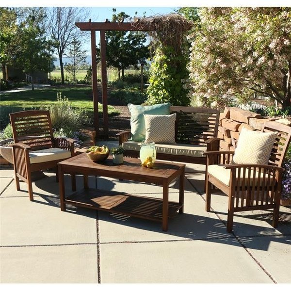 Walker Edison Furniture Walker Edison Furniture OW4SDB 4 Piece Sundowner Chat Set; Dark Brown - 18 x 26 x 29 in. OW4SDB